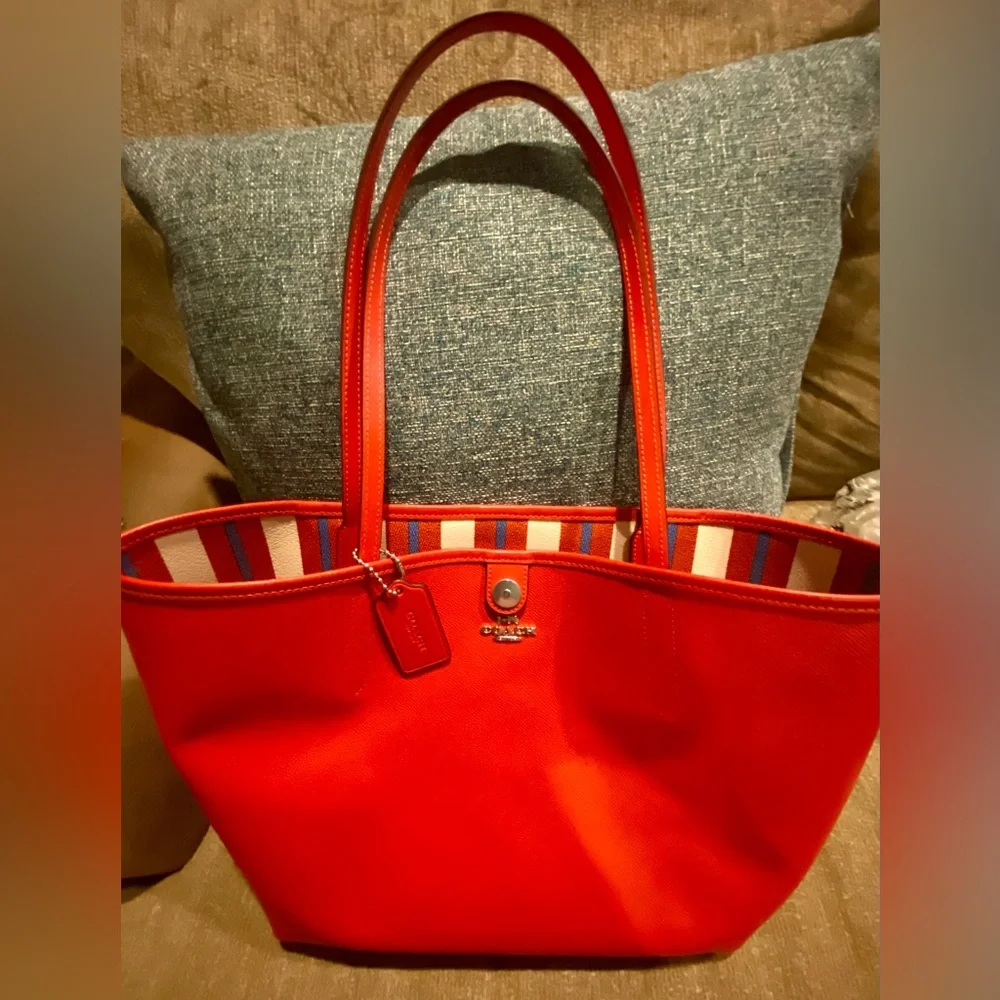 NWOT Coach Large city Tote Bag with Striped Print (Sold Out) CT825 - Picture 11 of 12
